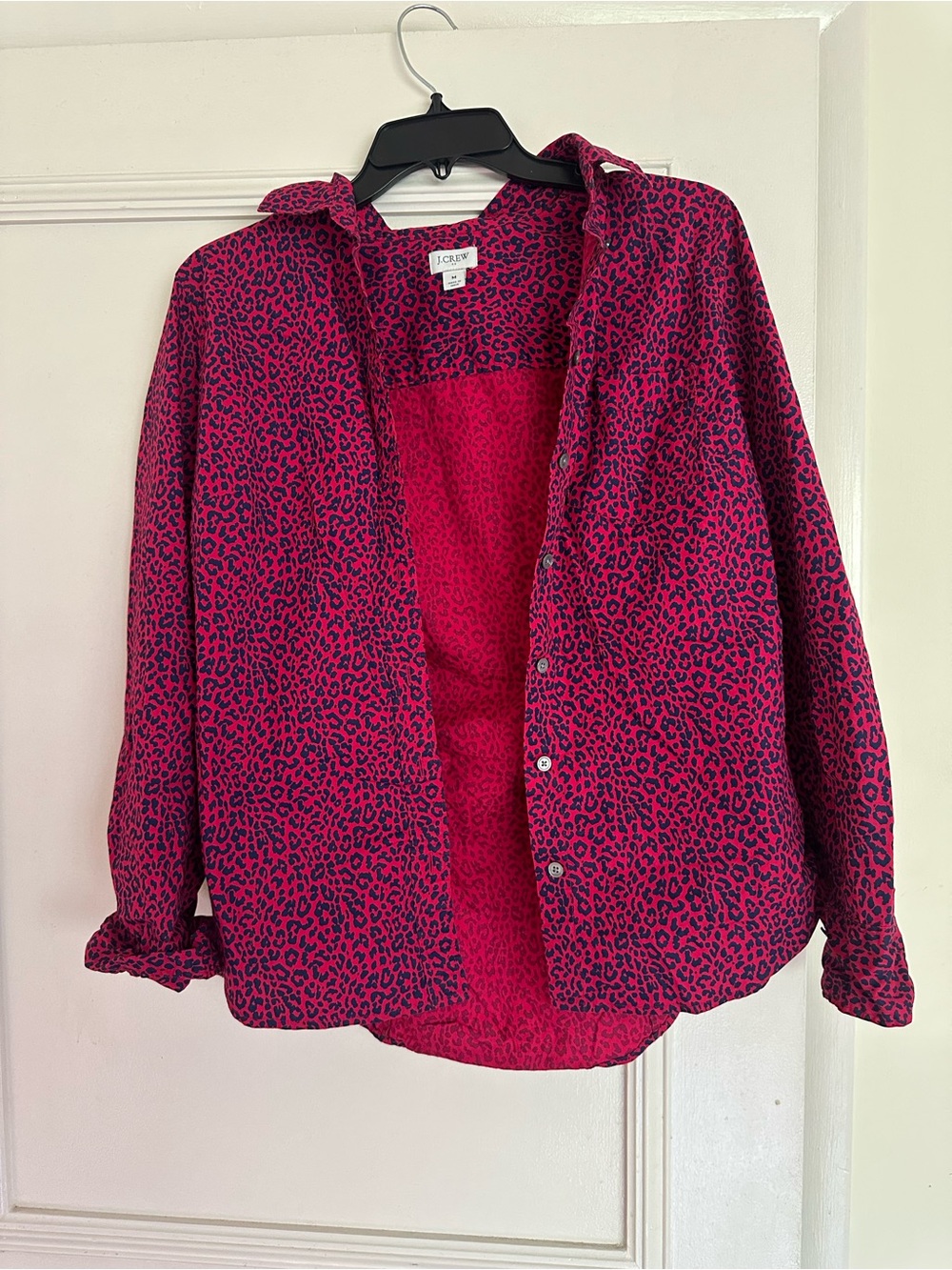 J. Crew Pink Leopard Print Button-Down Shirt